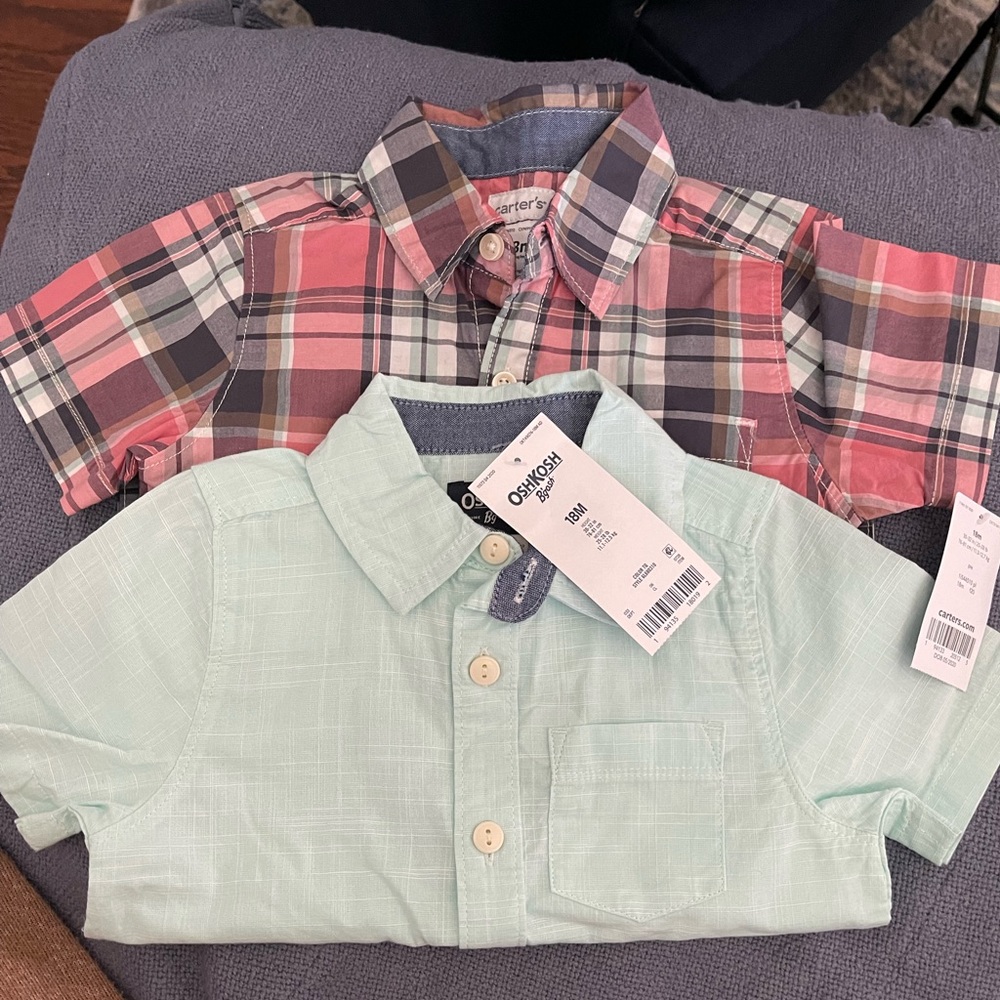 Carters and OshKosh button up shirts.